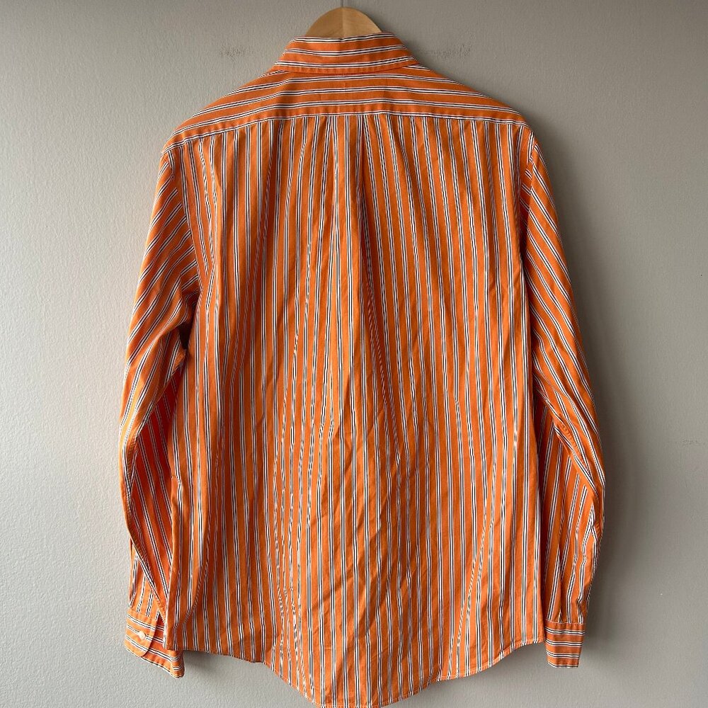 Ralph Lauren Striped Button Down Shirt Polo Men's L Orange White - Picture 4 of 5